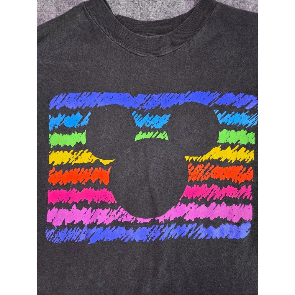 Vintage Disney T-Shirt Mens XL Black 90s Mickey Mouse Disney Channel Beefy-T - Picture 1 of 8